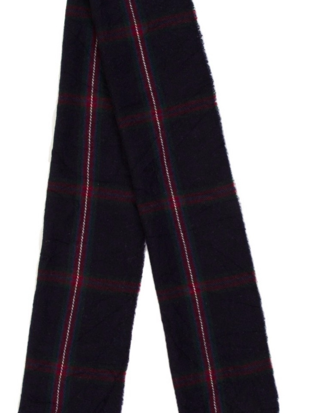 Burberry Lambswool Navy Scarf with Red & Green Stripes - Picture 4 of 6